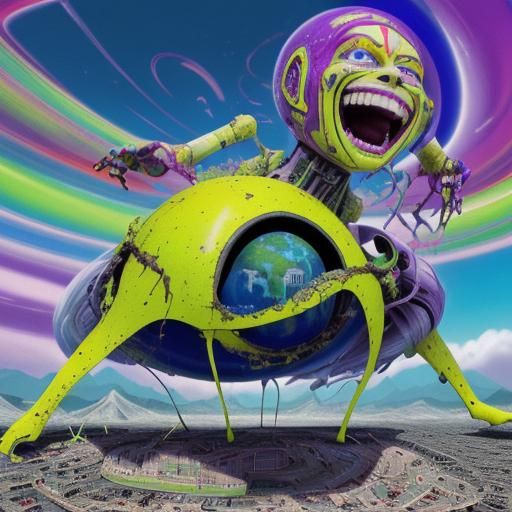 Surreal Landing During Earthquake in Acid Colors