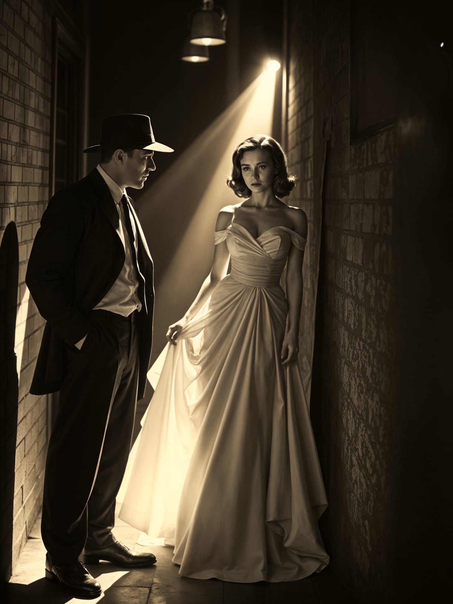 Film Noir Portrait of a Private Detective and a Mysterious L...