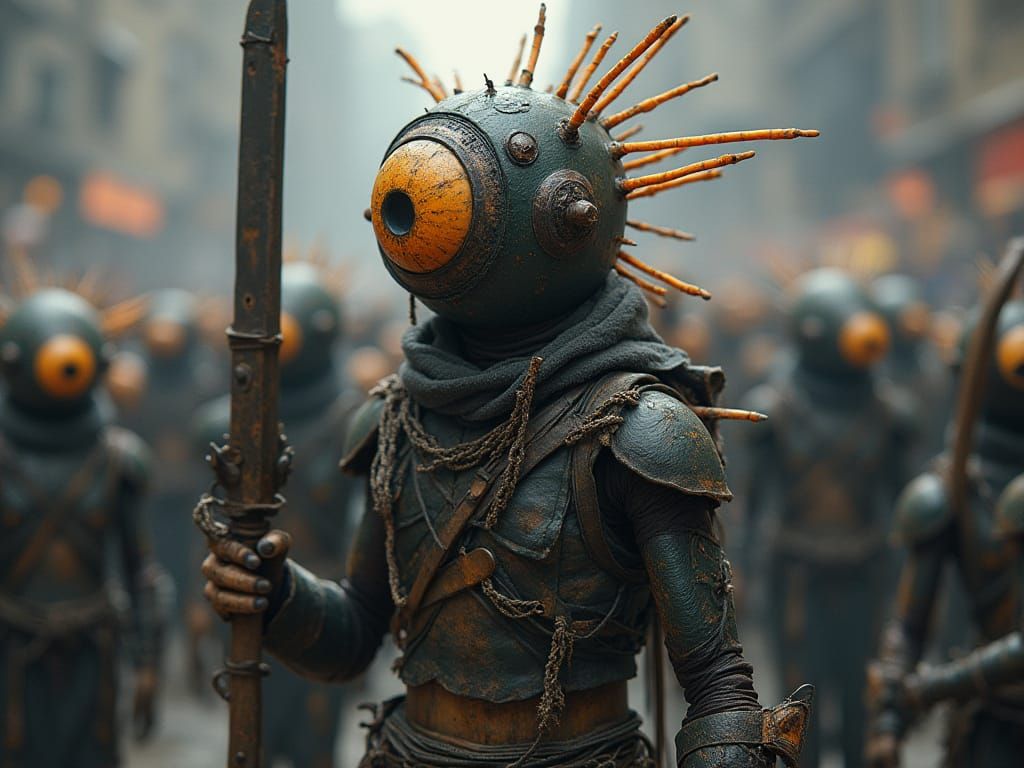 Berserker Wearing a Fuzzry Eyeball Hat in Full Battle Cry