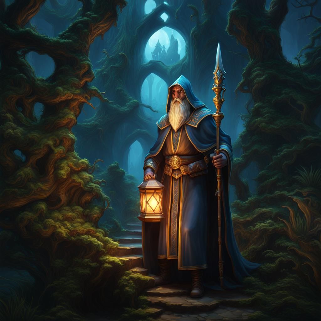 Detailed Hermit Tarot Card in Matte Painting Style