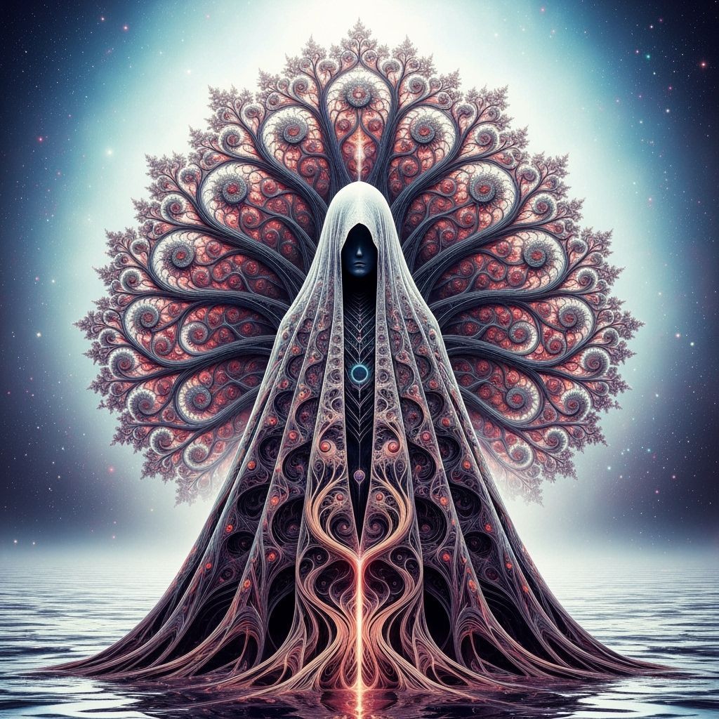 Majestic Figure with Infinite Fractal Cloak