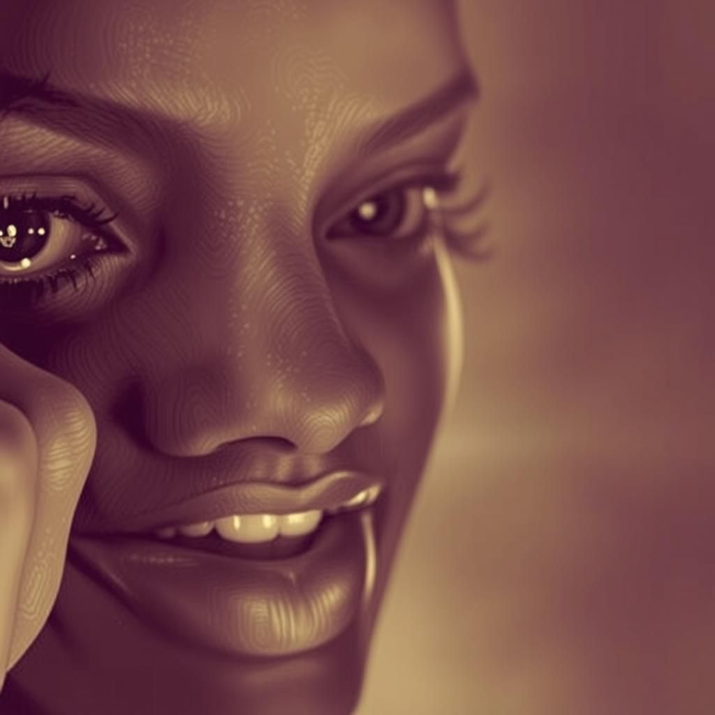 Captivating Smile in Neon Cityscape: A Digital Portrait