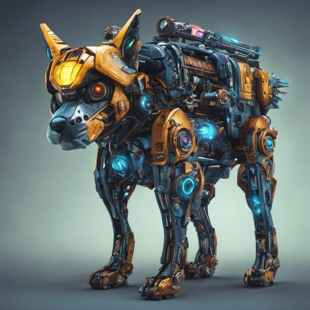 Robot Dog Blueprint Sketch in Childish Style