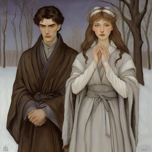 Vampire in Winter Gloom: Evocative AI Masterpiece