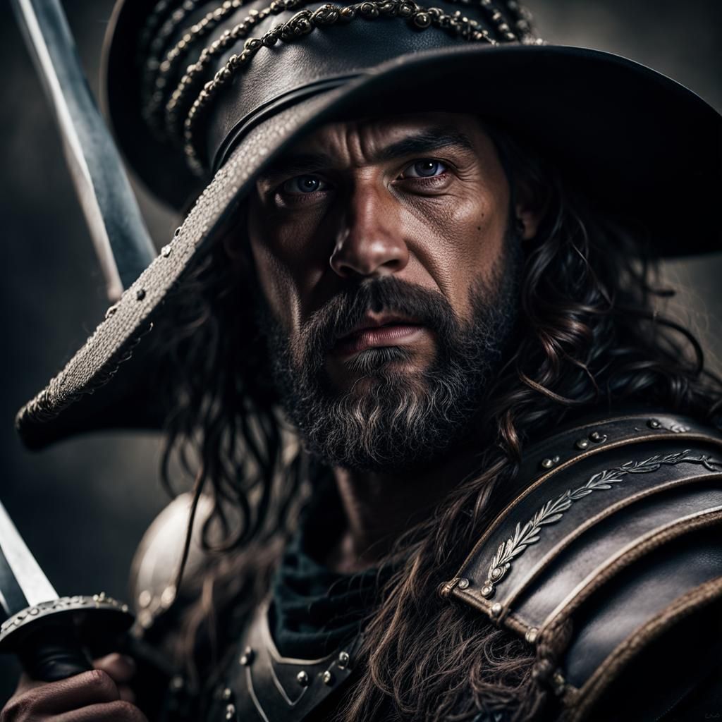 Renaissance Dwarf Warrior with Rapier, Hyperrealistic Portra...