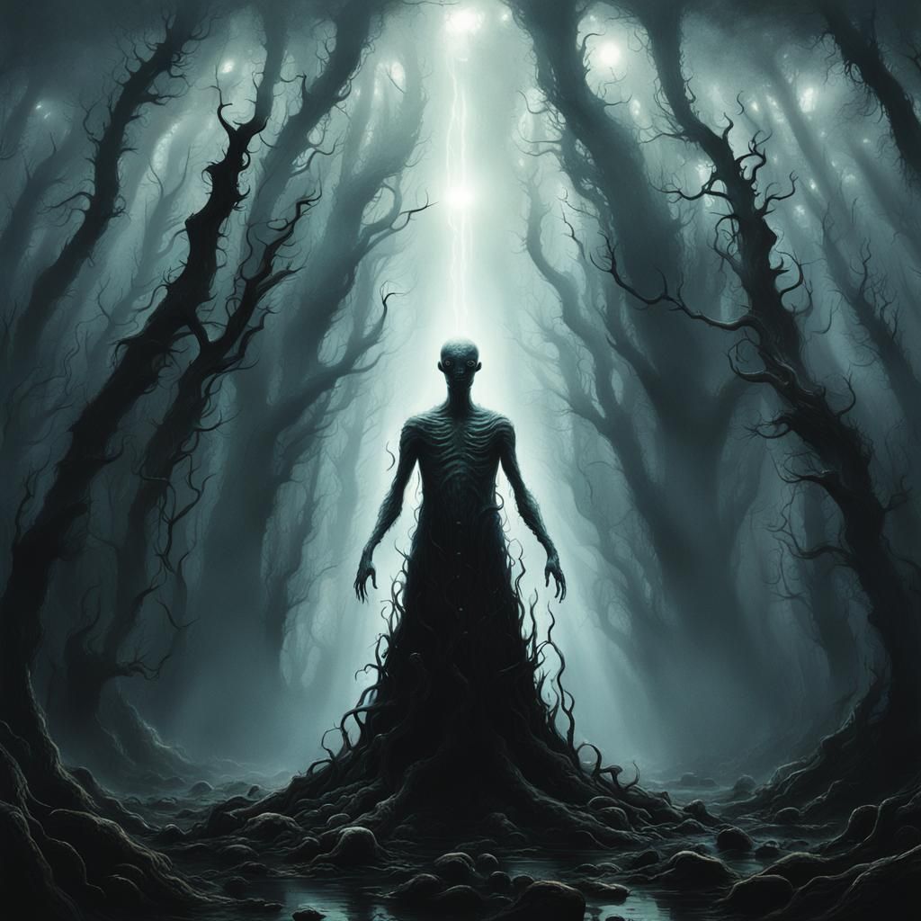 Eerie Alien Portrait in Dystopian Surrealism