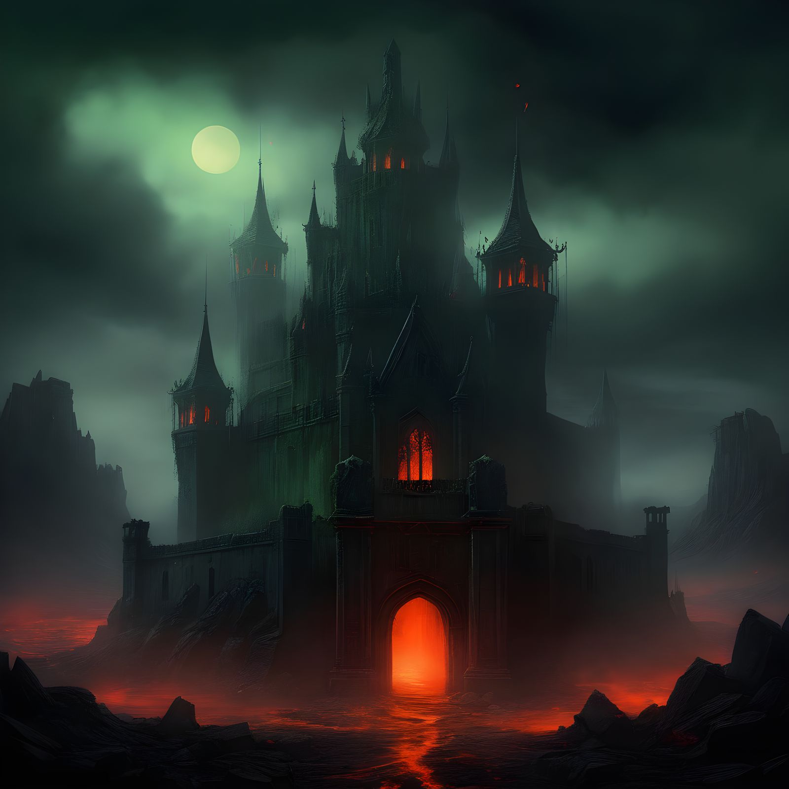 Dark Fantasy Gothic Spire Masterpiece in Twilight Landscape