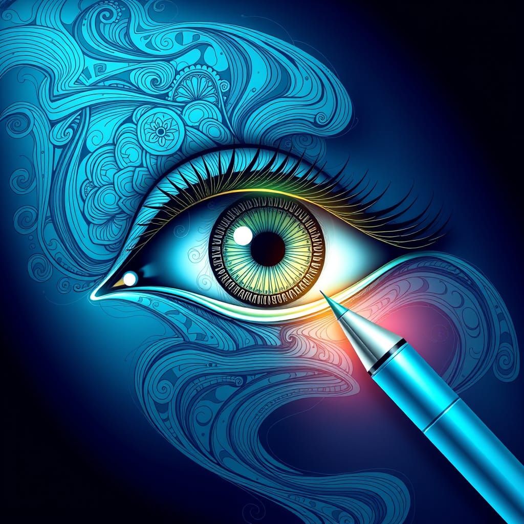 Abstract Eye Fractal Art in Zentangle Style