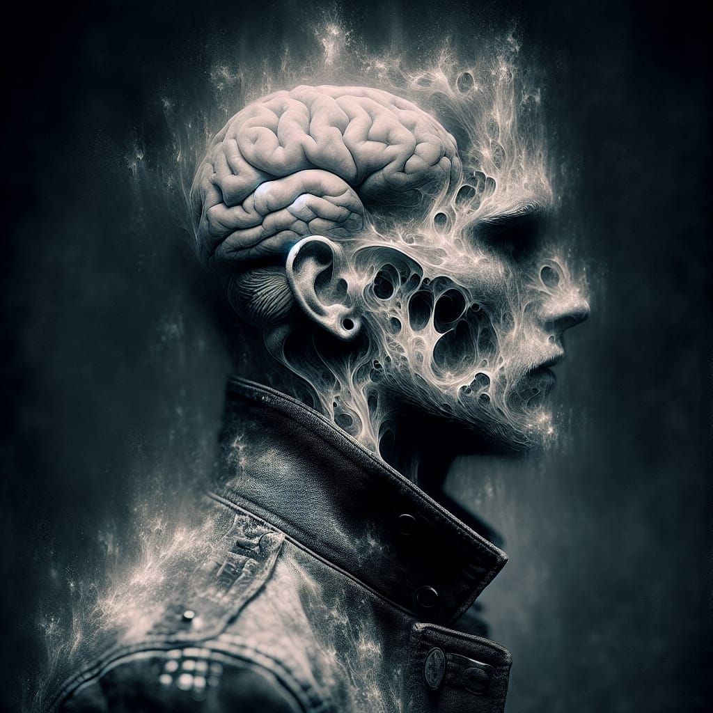 Ethereal Shadow Figure in Cyberpunk Jacket