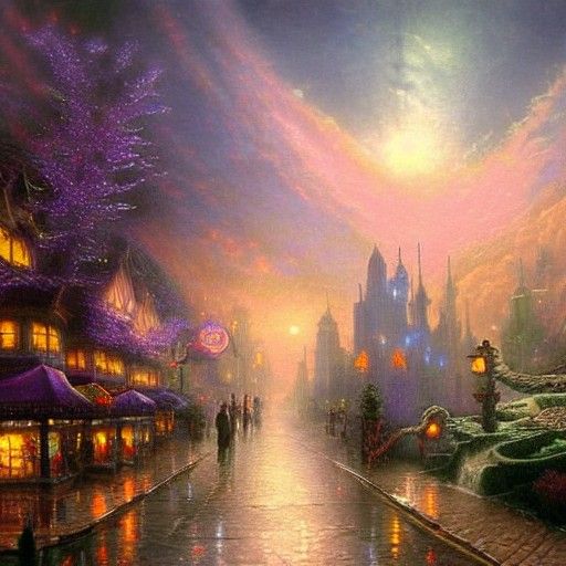 Dragon Over Hyperdetailed City in Ethereal Fantasy Style