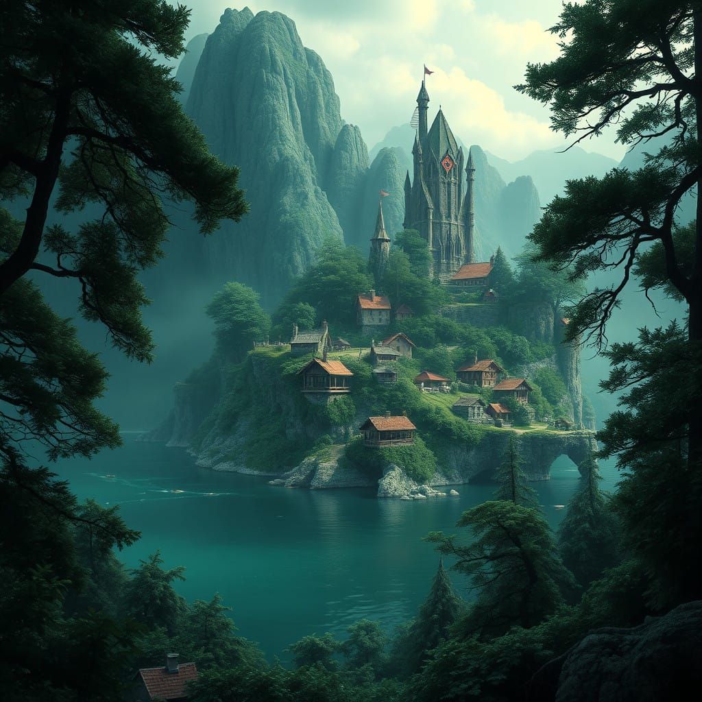 Whimsical Island Haven in Emerald Foliage