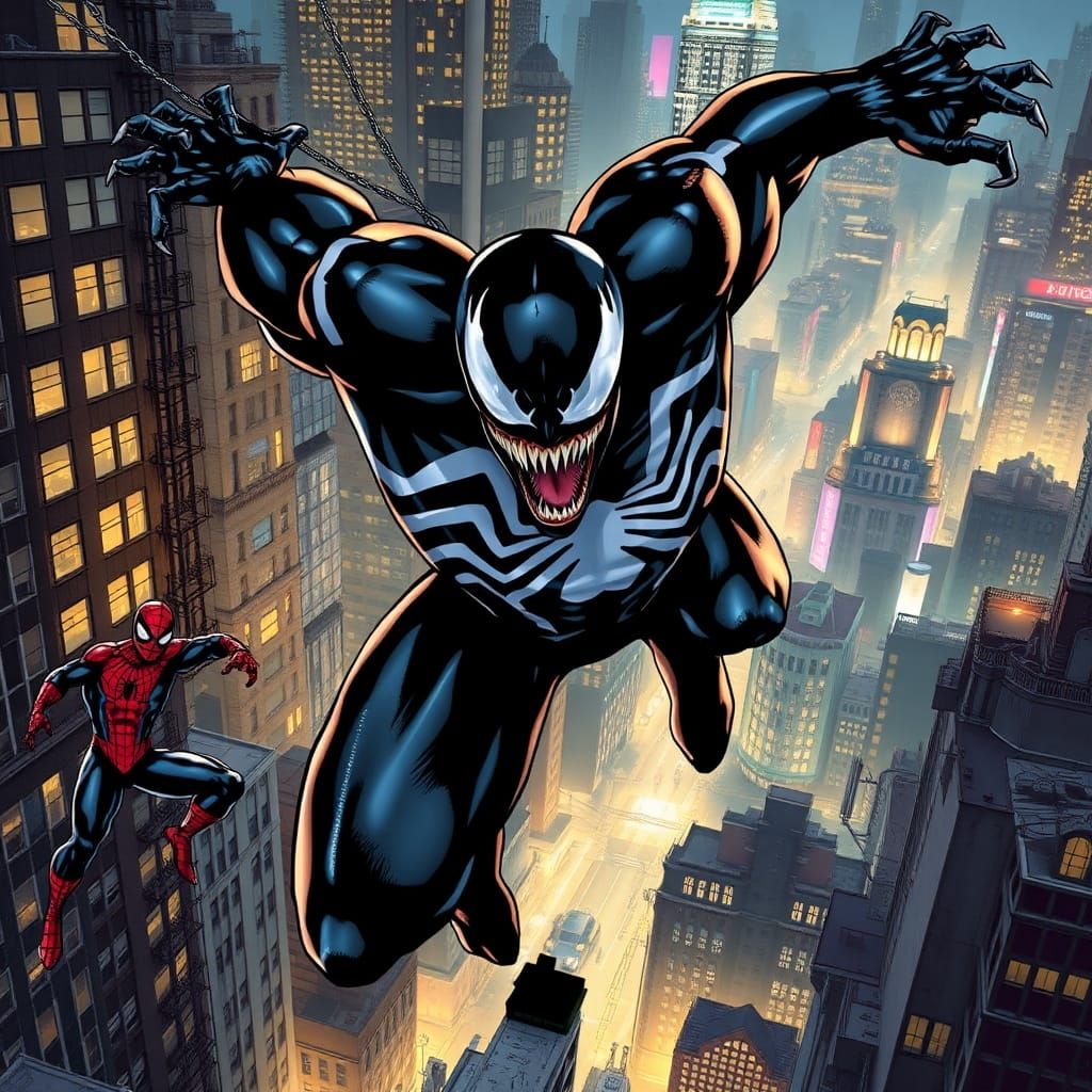 Venom and Spider-Man vs Knull: Gritty Comic Book Showdown