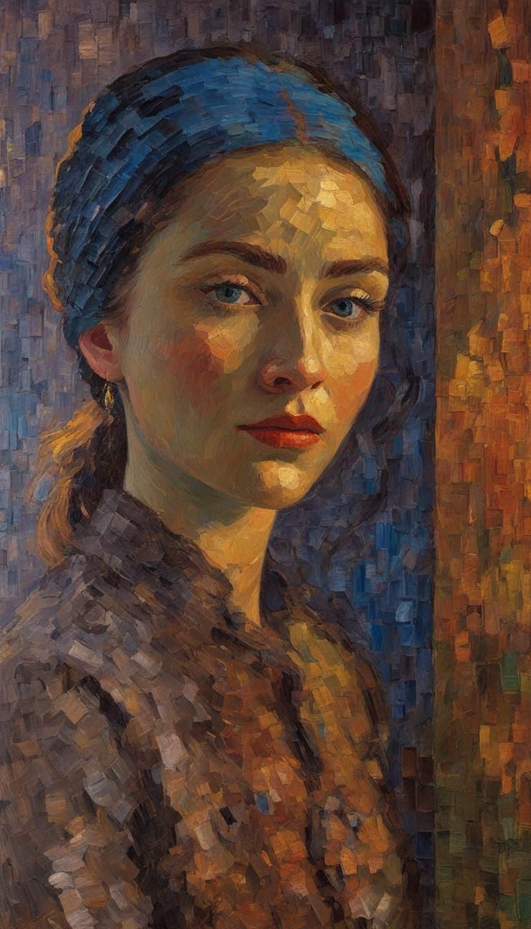 Impasto Portrait of a Woman in Post-Impressionist Style