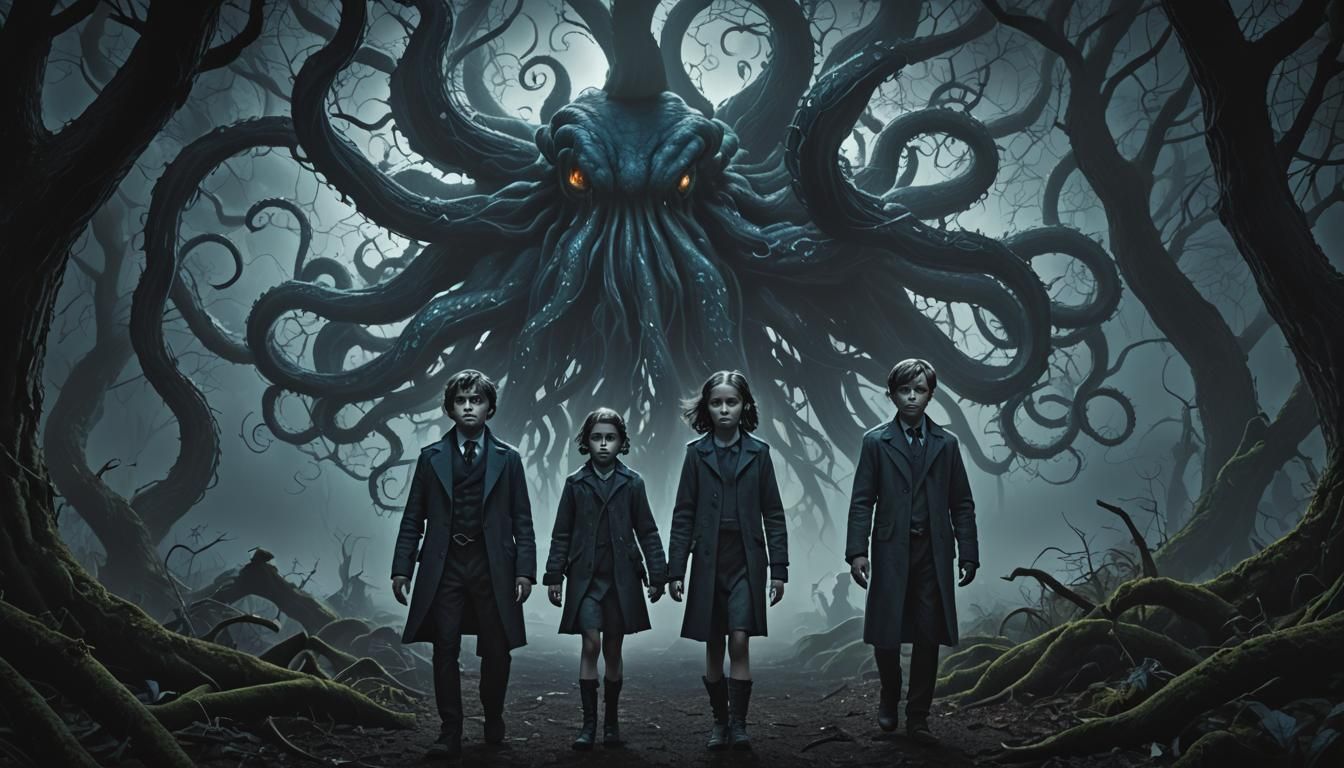 Sinister Twins in Dark Woods: Digital Matte Painting