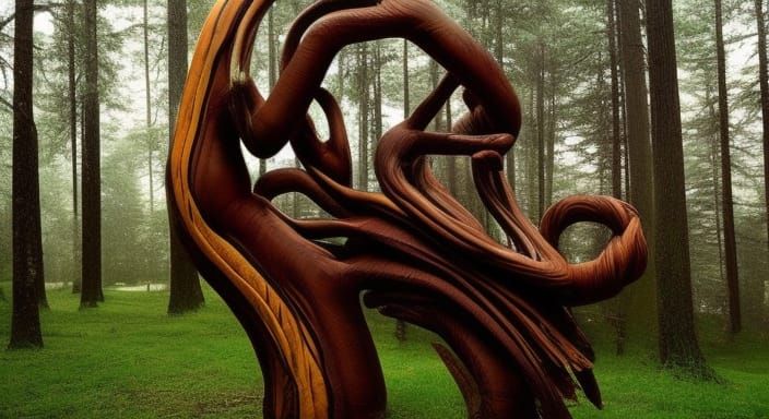 Mysterious Mythical Spirit Sculpture in Ceramic Oil