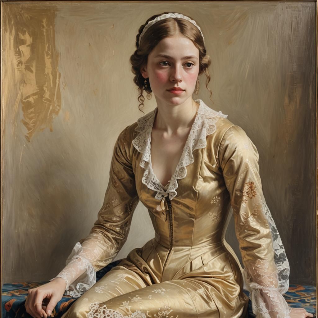 Victorian Swimsuit Portrait in Vermeer Style