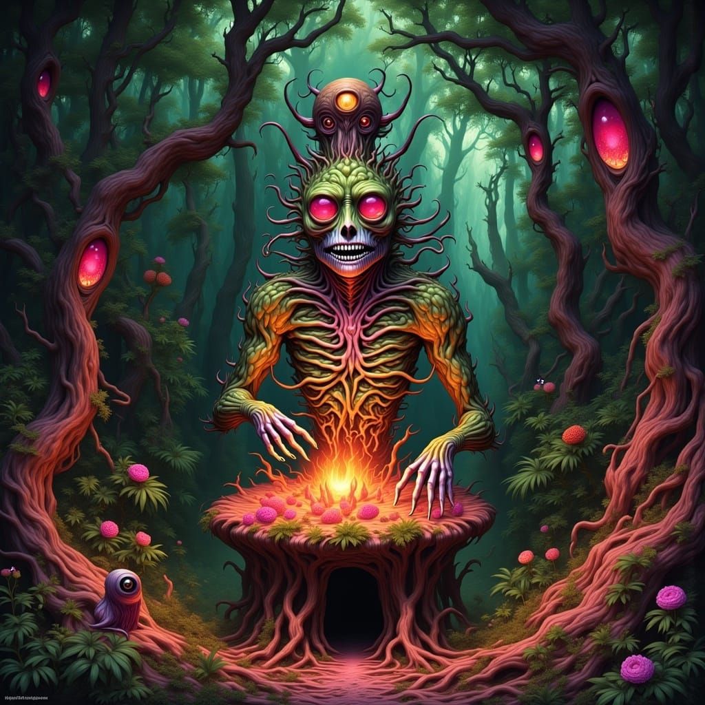 Psychedelic Forest Inspired by Gonzo Art