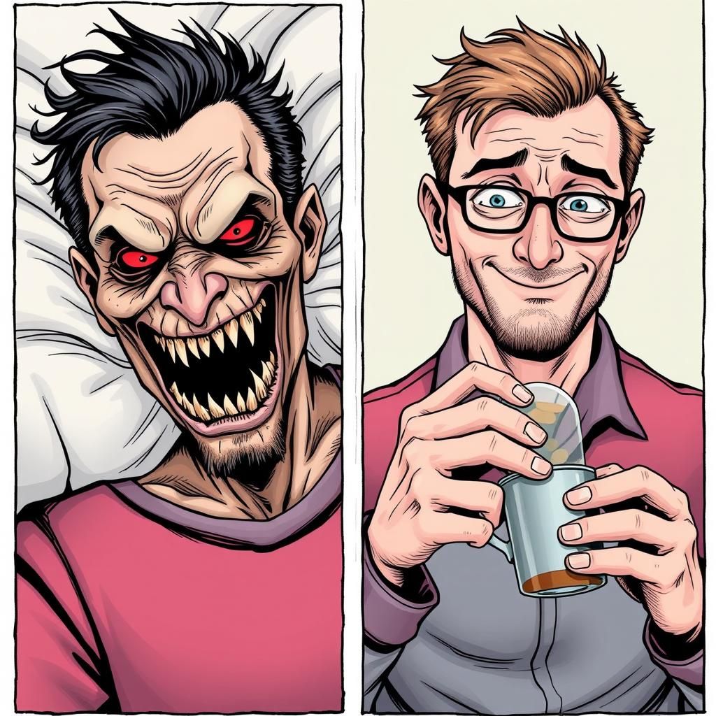 Humorous Comic: Before and After Coffee