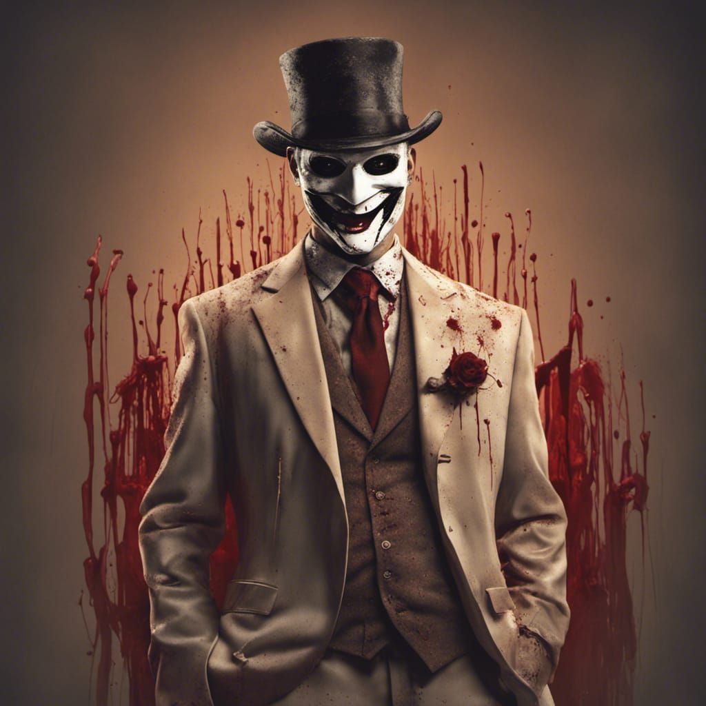 Smiley Face Killer in Blood-Soaked Suit: Detailed Matte Pain...