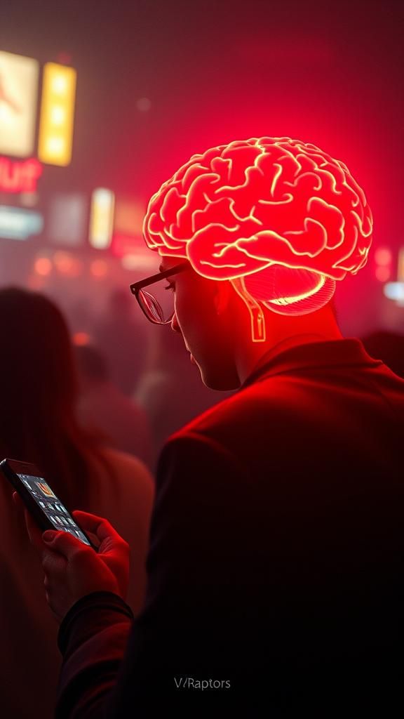 Dramatic Film Still: Social Media Brain Impact