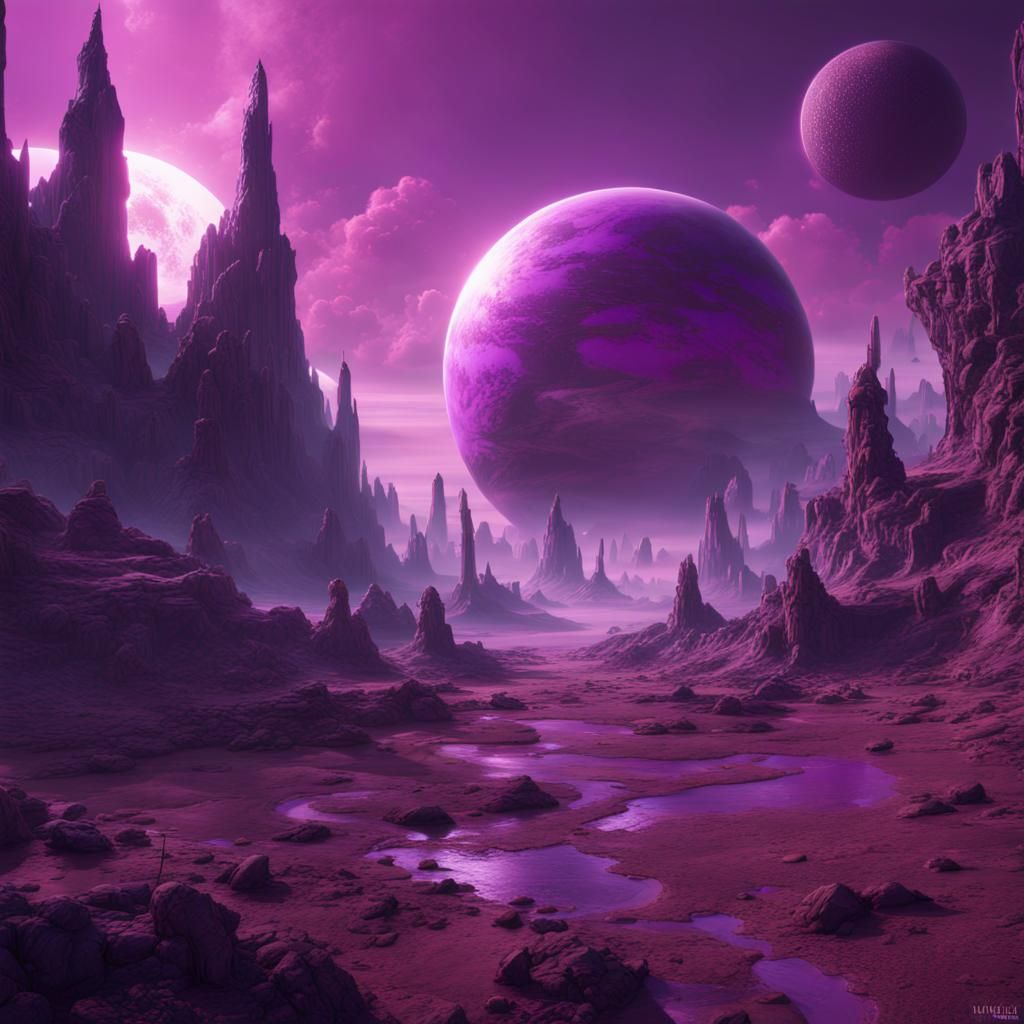 Purple Planet Lifespan: Detailed Matte Painting