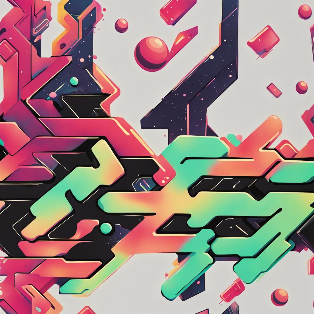 Cyberwave Graffiti Art of a Space Nebula