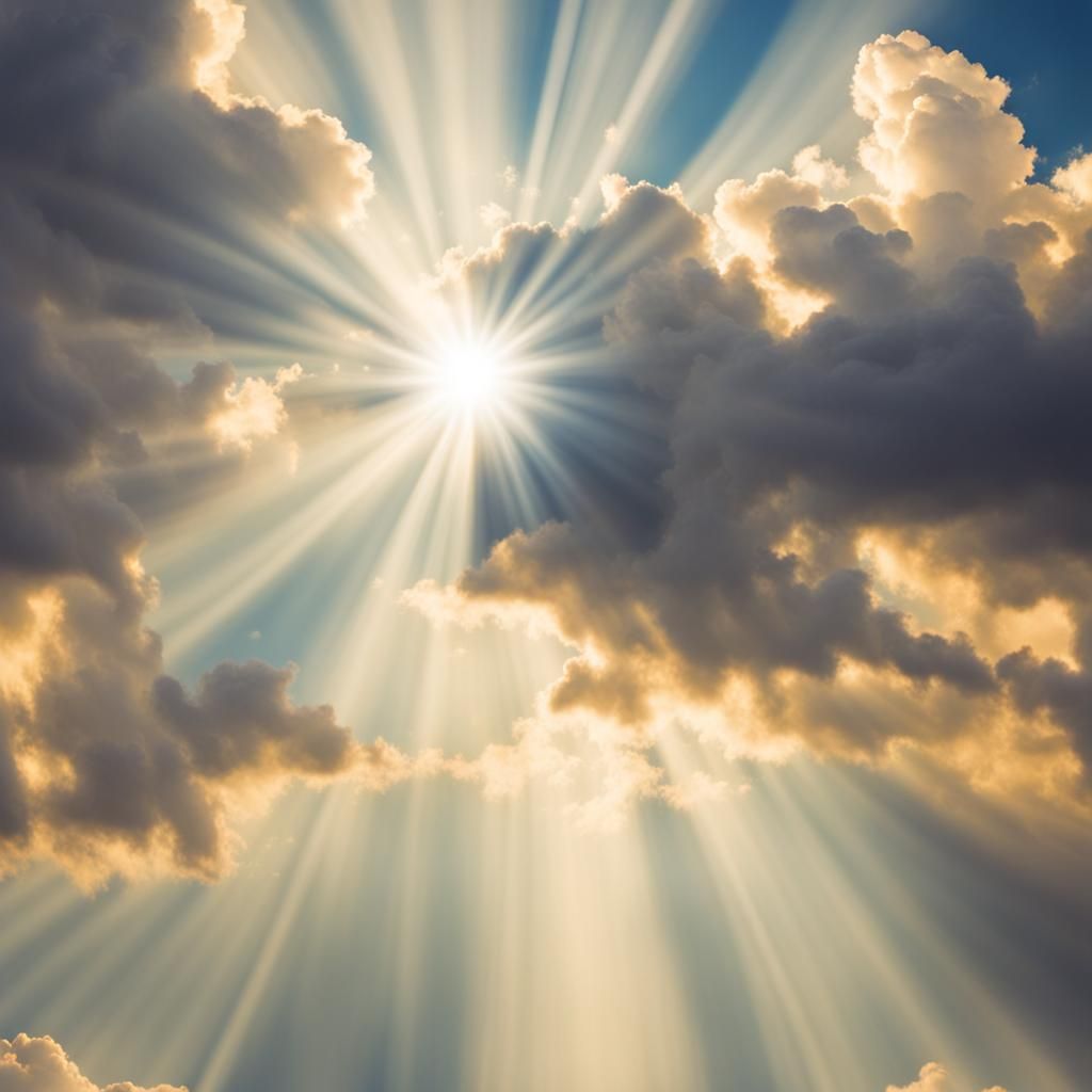 Ethereal Sunshine Beams Through Soft Clouds