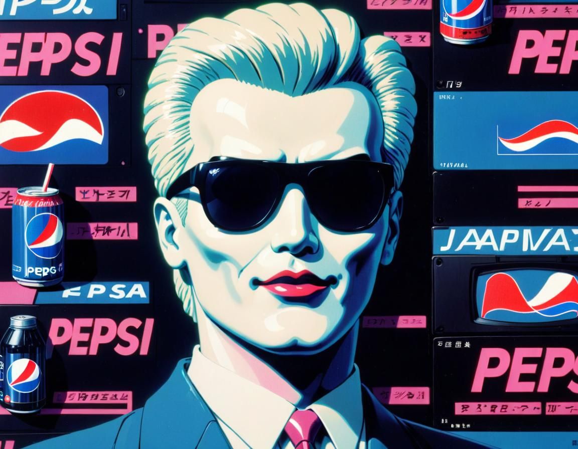 Max Headroom in Vaporwave Style with Glitch Effects