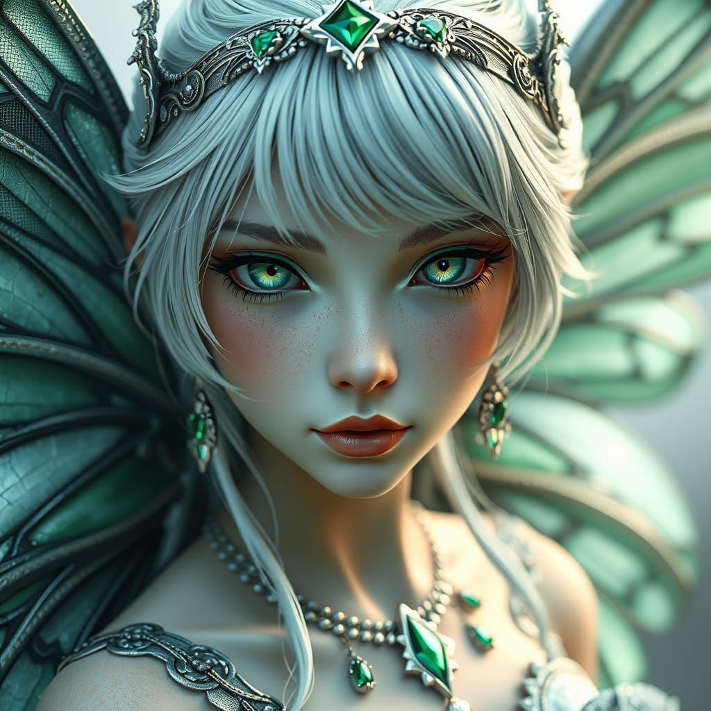 Medieval Fantasy Jade Fairy in Hyper-Realistic 3D Anime Art