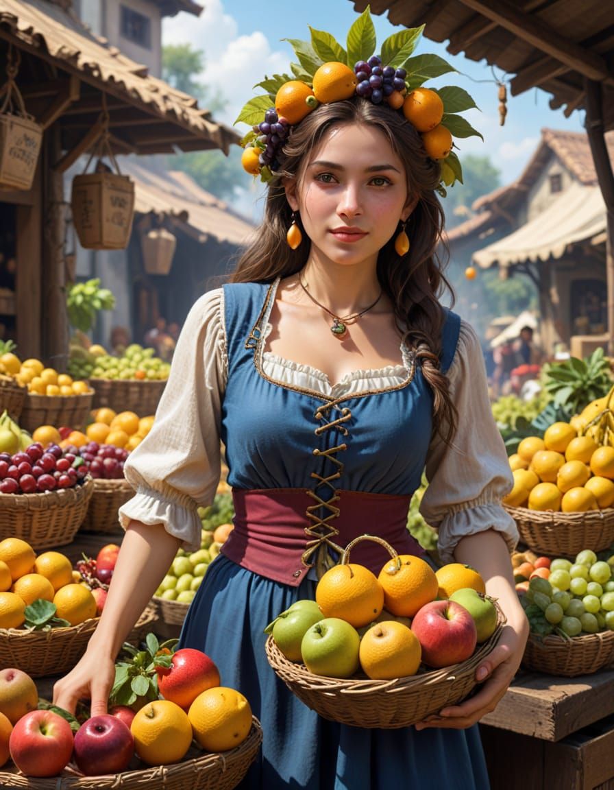 Fantasy Fruit Merchant in Enchanting Market