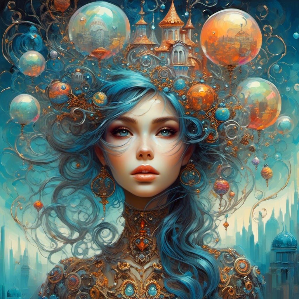 Pixie Woman in a Surreal Futuristic World