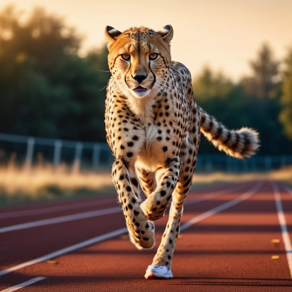 Majestic Female Cheetah Runner in Cinematic Style