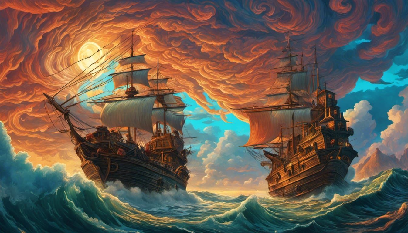 Sinister Pirate Hideout with Swirling Clouds