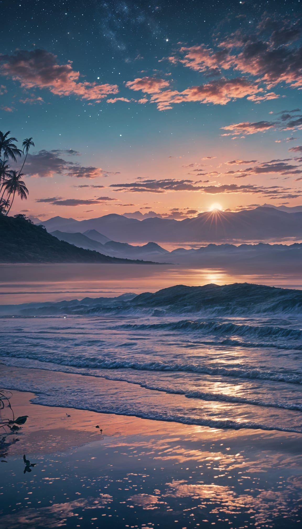 Serene Anime Beach at Twilight in 4K