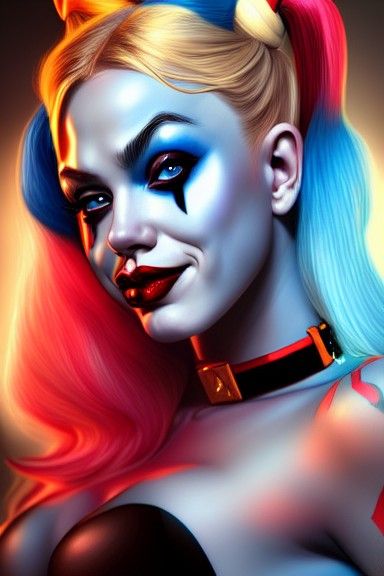 Harley Quinn Portrait in Volumetric Lighting Style