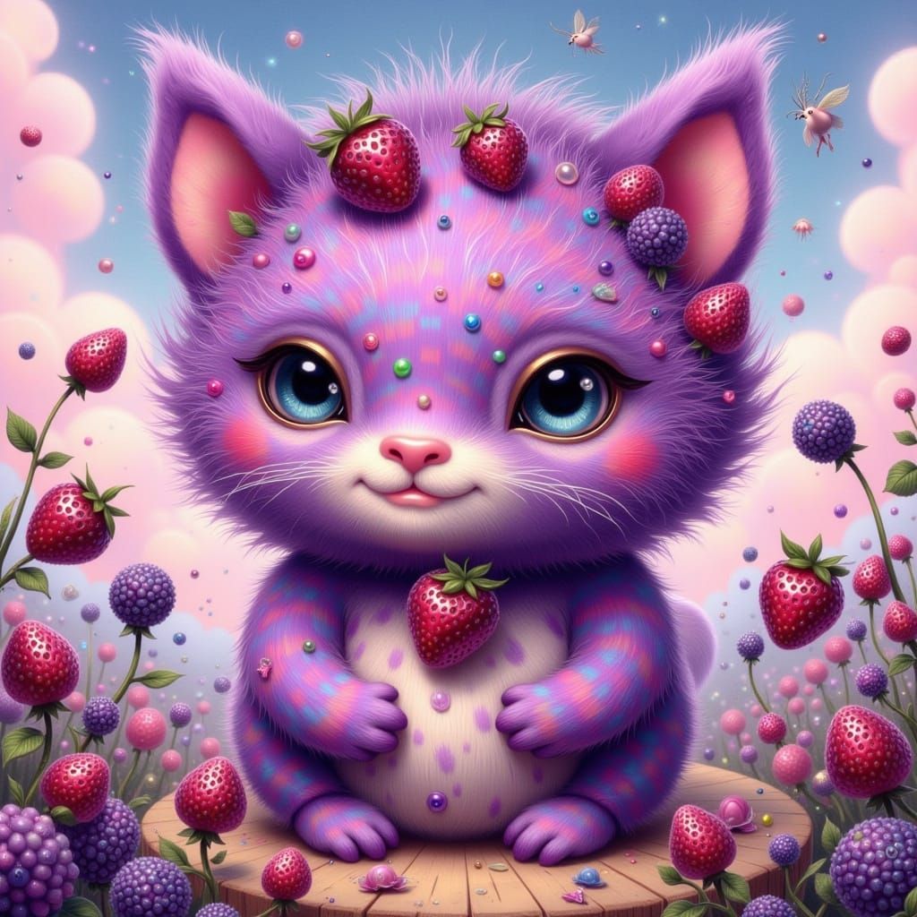 Whimsical Berry-Loving Fairy Punk in Vibrant Gingham Pattern