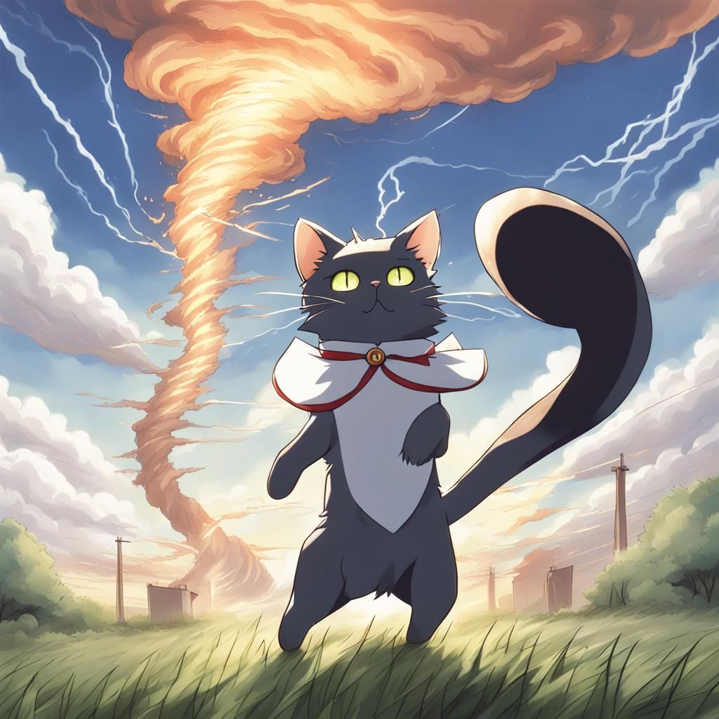 Anime Cat Summons a Tornado