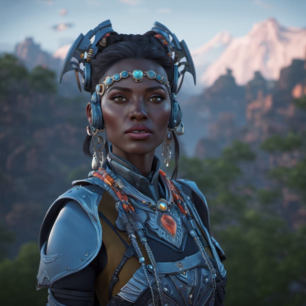 Hyperrealistic Portrait of Woman in Futuristic Jewellery