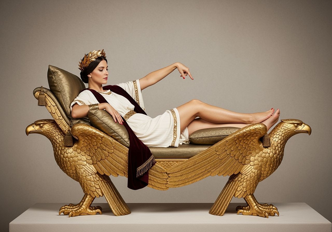 Roman Empress Lounging on Eagle Chaise Lounge