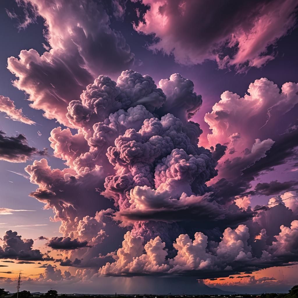 Hyperrealistic Purple Sky with Pink Clouds