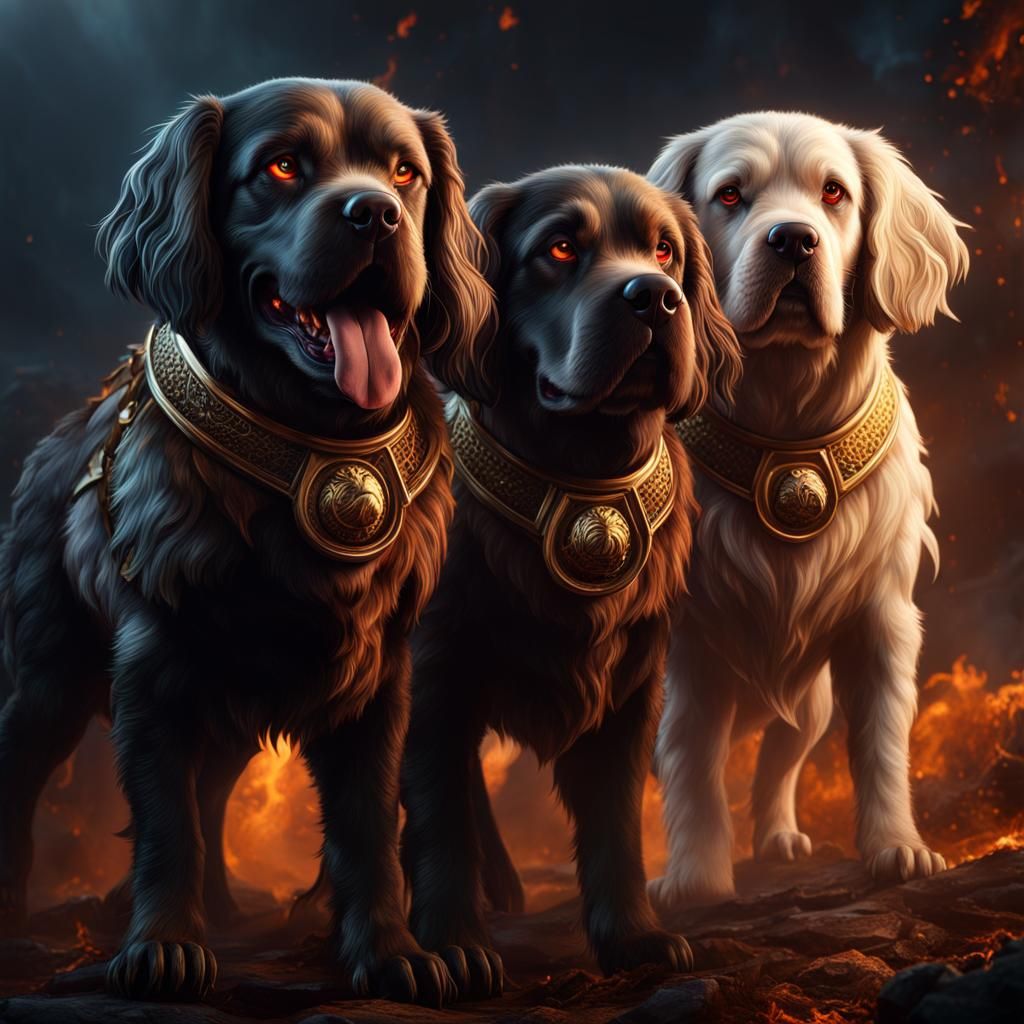 Cerberus as Clumber Spaniel in Greek Mythology
