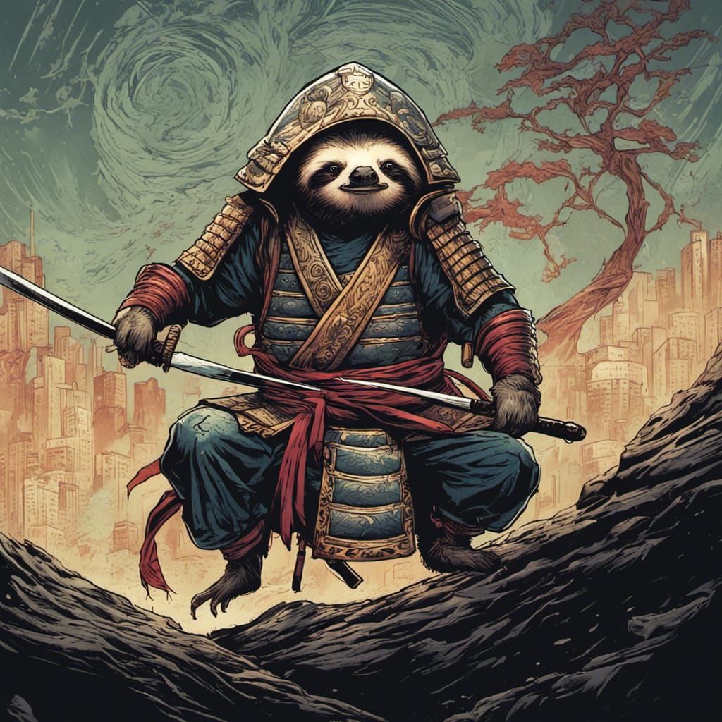 Sloth Samurai in Comic Book Style