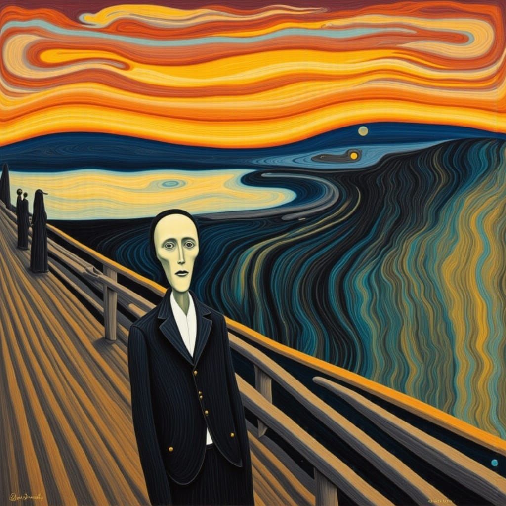 Surreal Expressionist Painting of a Man in Agony