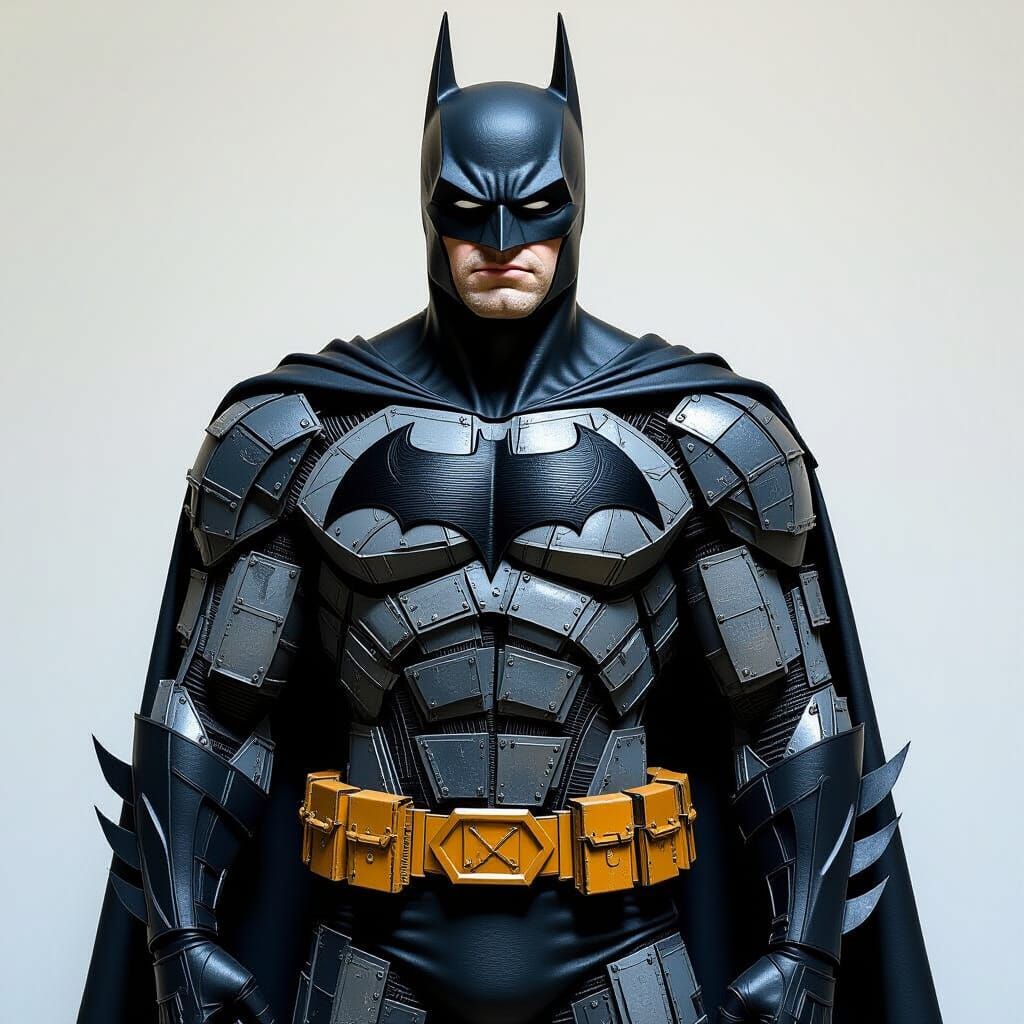 Batman Tire Statue in Scrap Metal Art Style