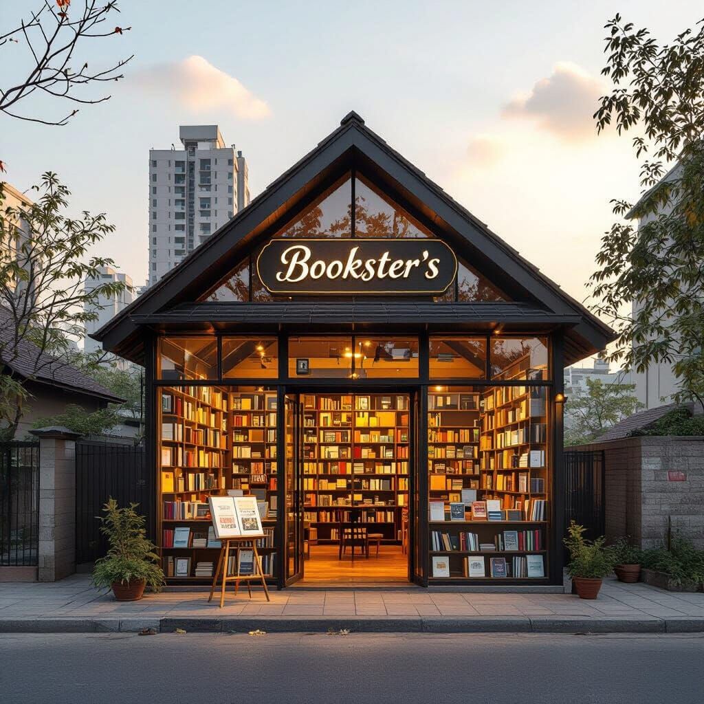Cozy Cottage Bookstore on an Indian Street