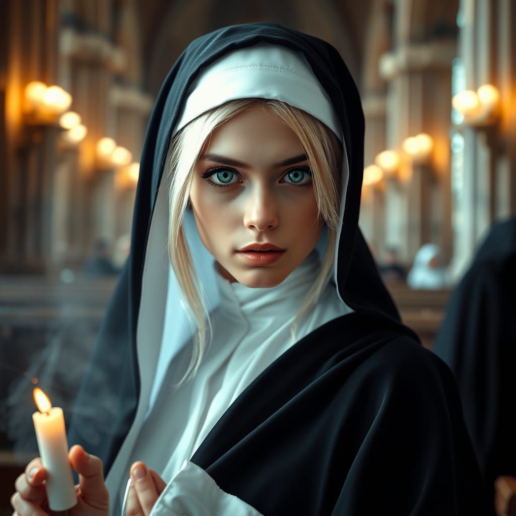 A Young Nun in Devotion to the Dark