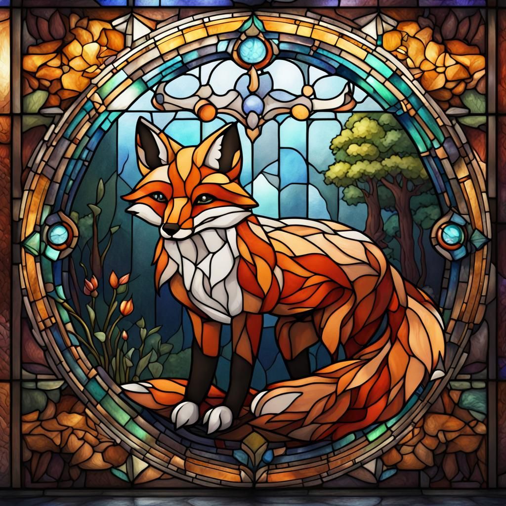 Stained Glass Fox Fantasy Concept Art