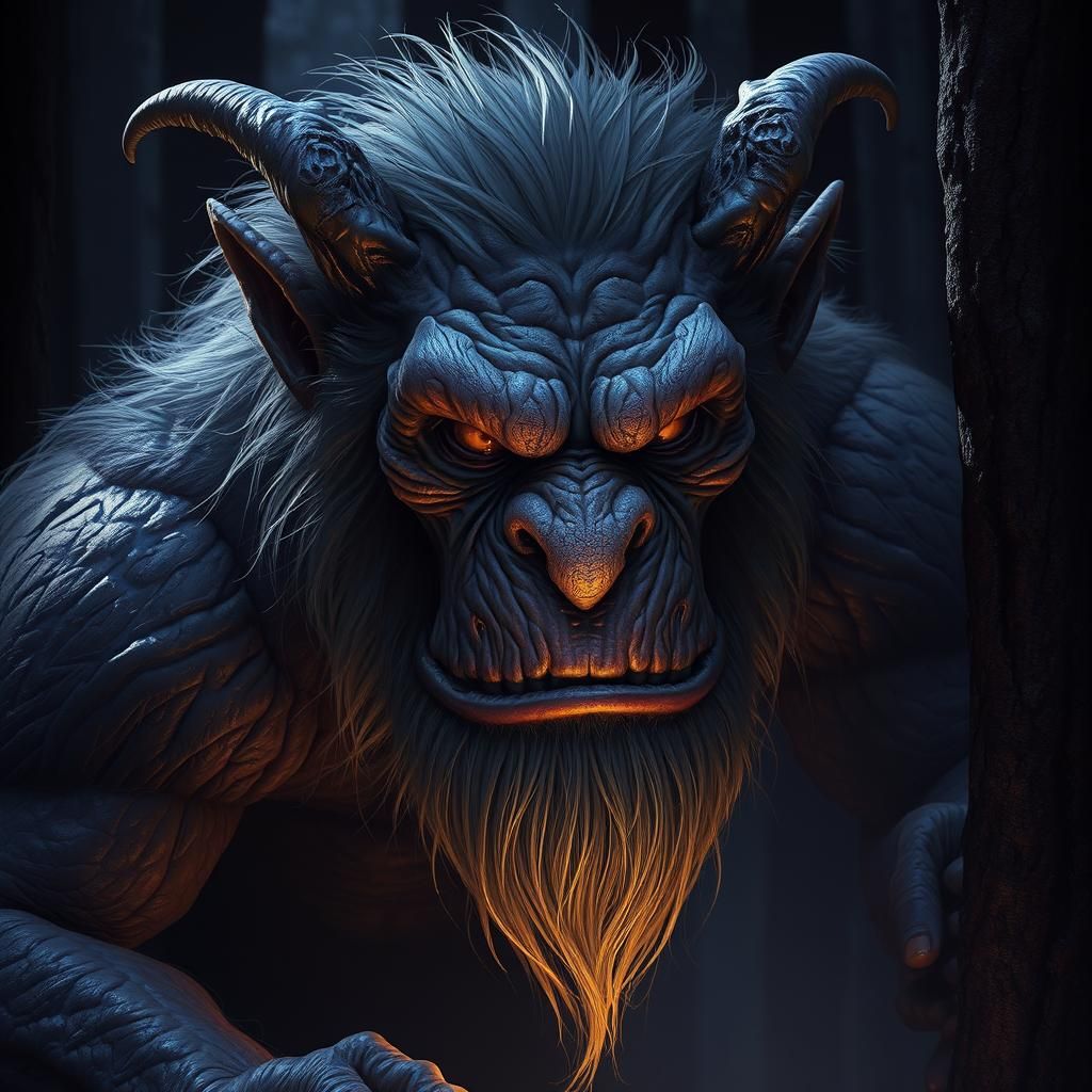 Mountain Troll Portrait in Dark Fantasy Style