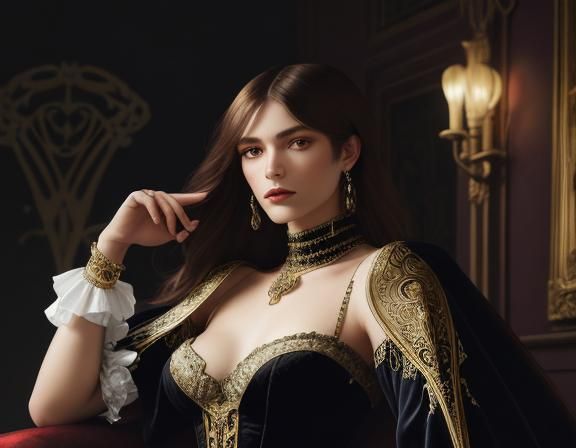 Art Nouveau Portrait of Five Women