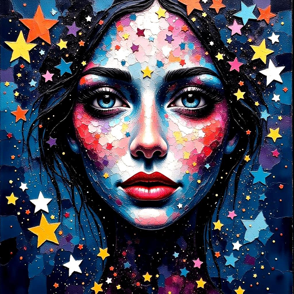 Surreal Cosmic Portrait in Vibrant Starlight